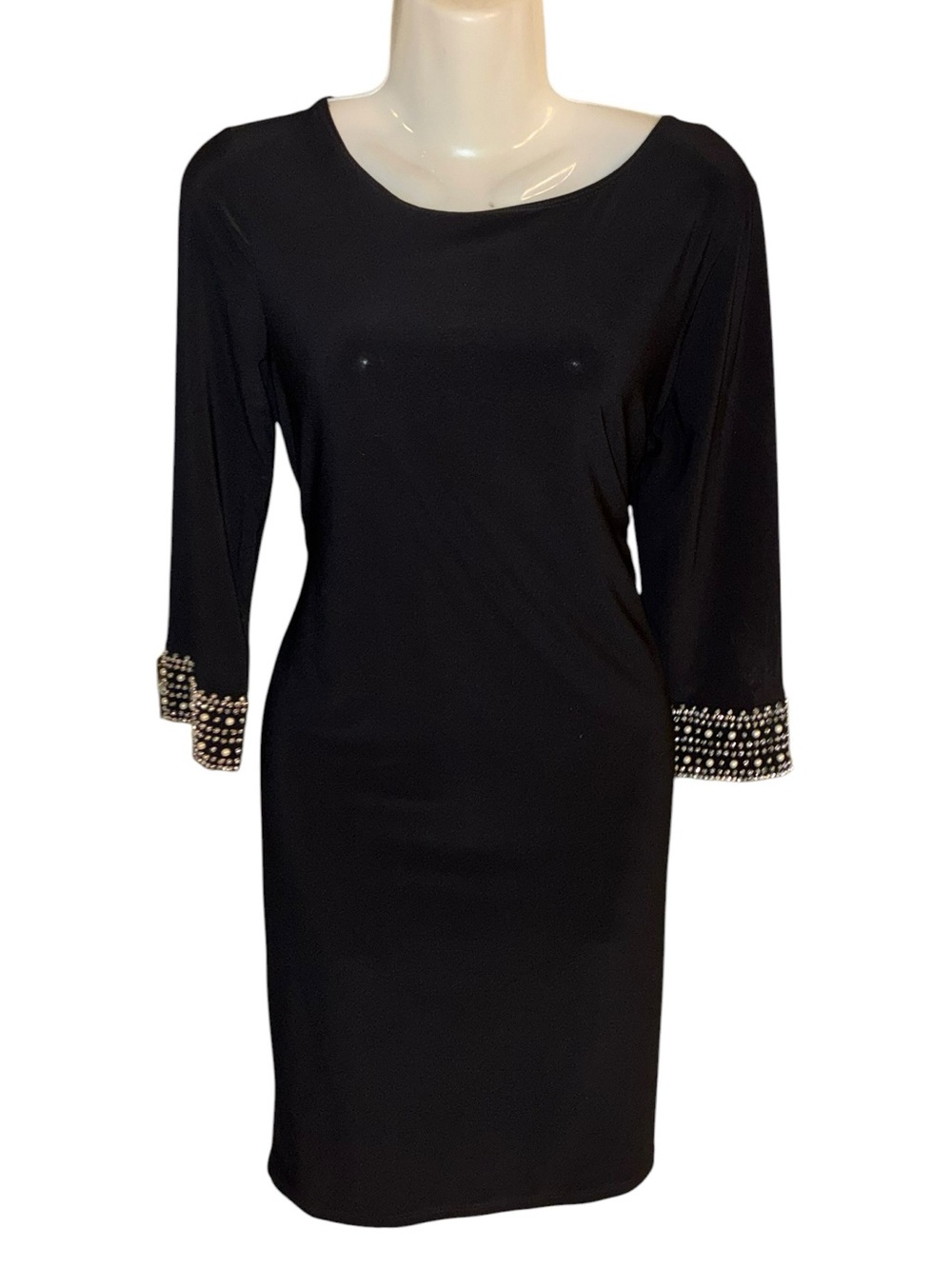 Tiana B. Black Beaded Cuff Sheath Dress - Picture 2 of 10